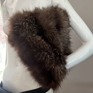 Natural Silver Fox Fur Large Muff Hand Warmer Clutch Zip Top Bag